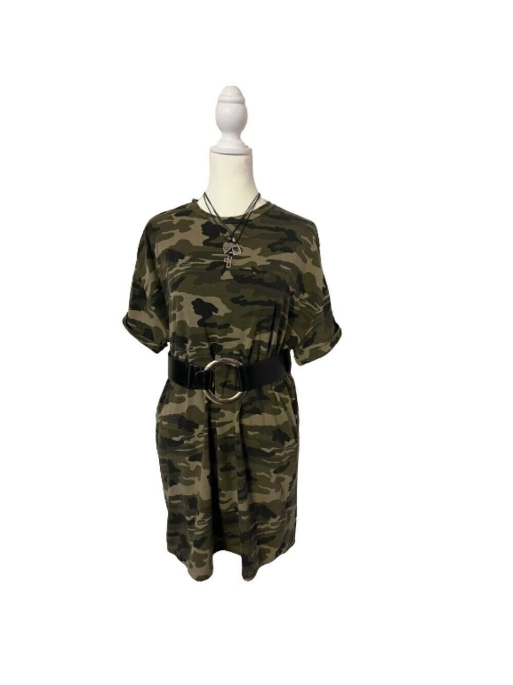 By The Way. Green Camouflage T Shirt Dress Size XS